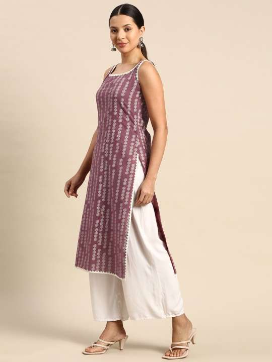 Women’s Rayon Printed Straight Kurti With Pant Set